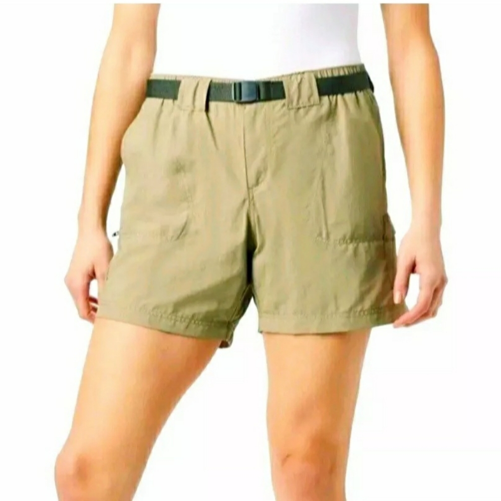 Columbia Women's Sandy River Cargo Short Size XL 6" Inseam Beige/Green MSRP $50